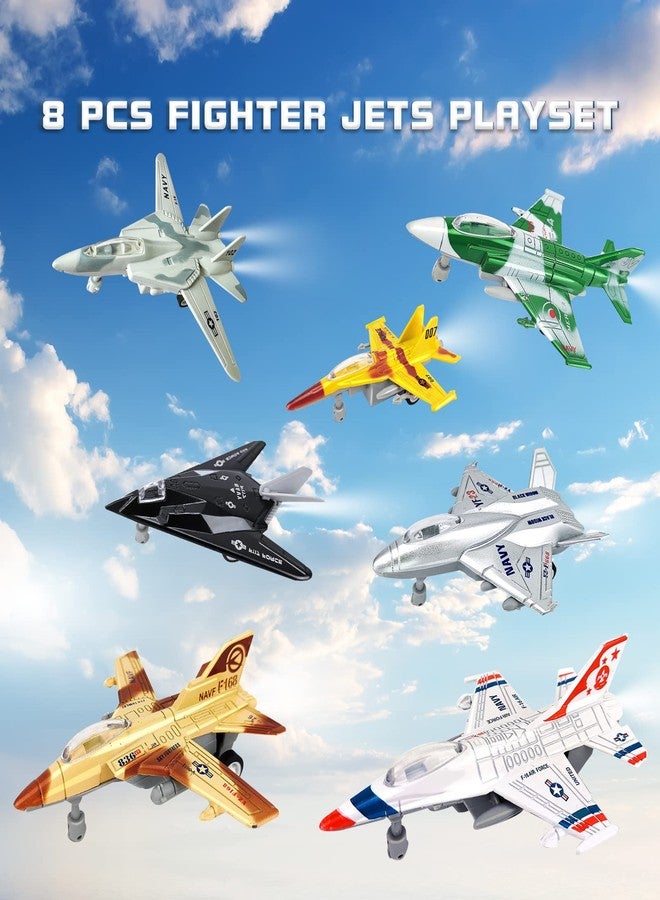 OTONOPI Fighter Jet Military Vehicle Airplane Toy Army Air Force Die Cast Aircraft Model Plane for Kids Toy Set Collection with Lights and Sounds Bump and Go Action Toy - Image 2